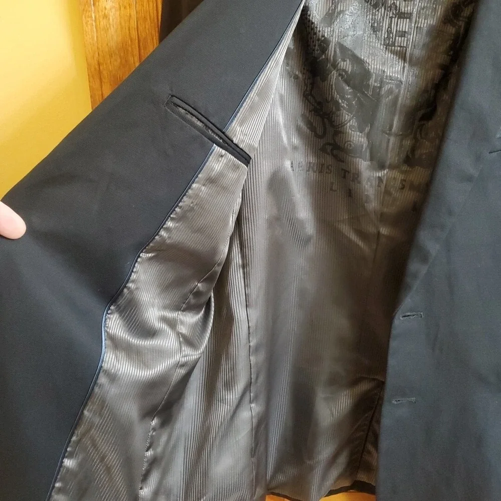 Guess Jeans XL Blazer Mens‎ Black Two Button Graphic Lining Sport Coat Jacket